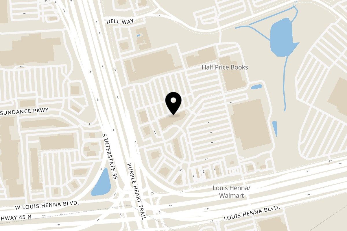 Map showing the location of Cajun Crab & Shrimp Bar & Grill Round Rock on 2601 S I-35 Frontage Rd Suite B-200 in Round Rock